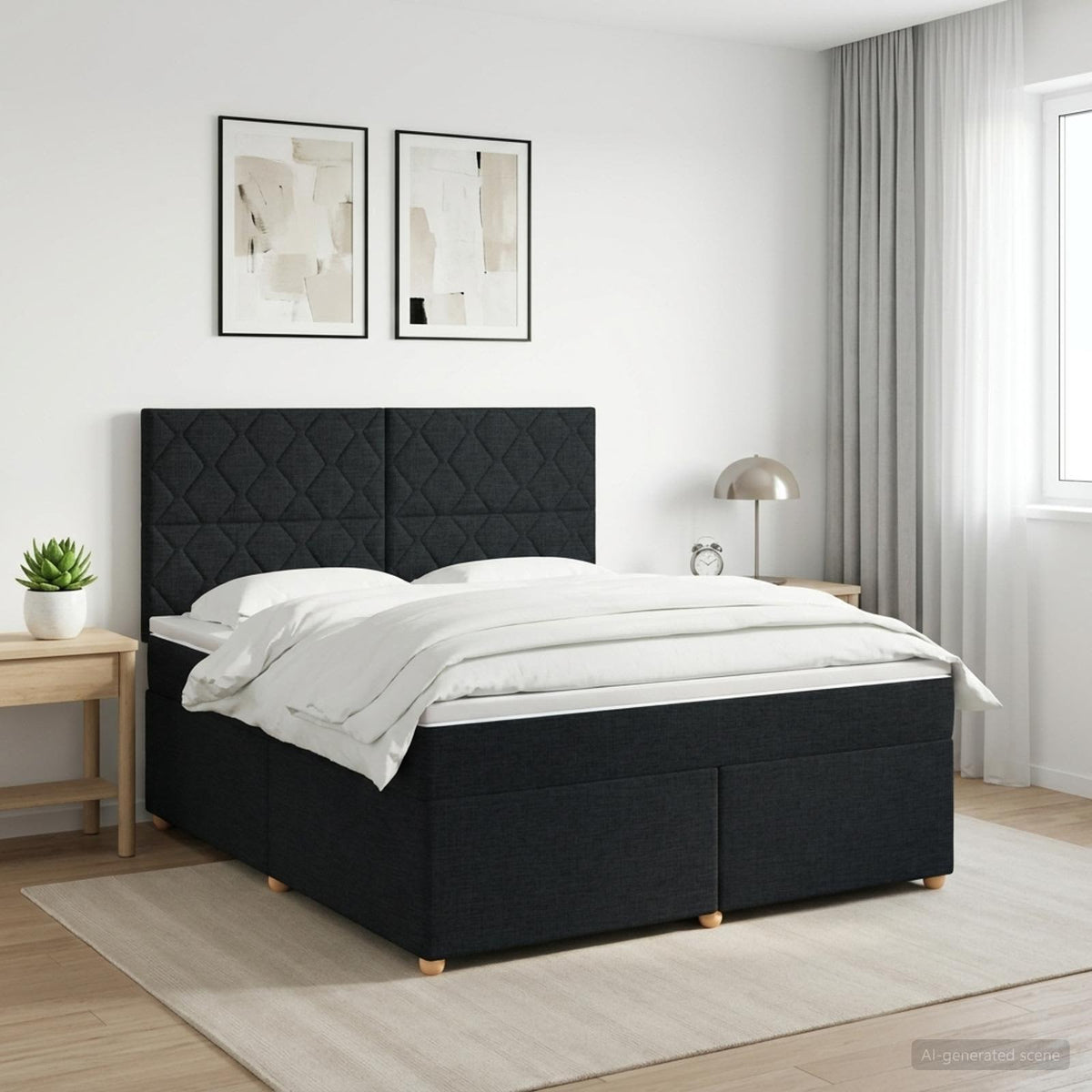 Boxspring krevet s madracem Crna 140 x 190 cm Tkanina