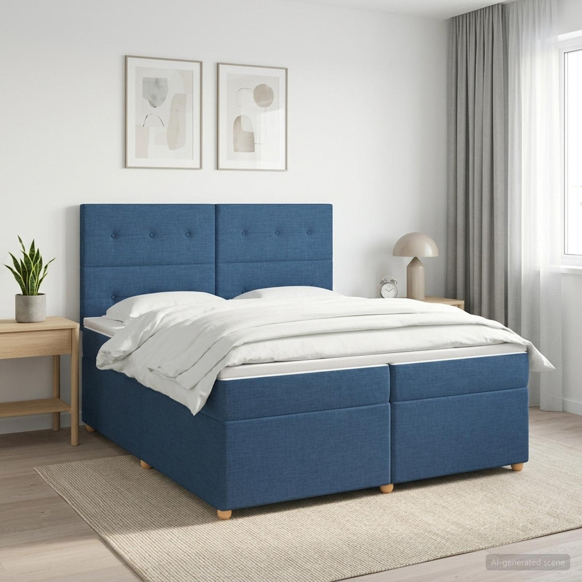 Boxspring krevet s madracem Plava 200 x 200 cm Tkanina