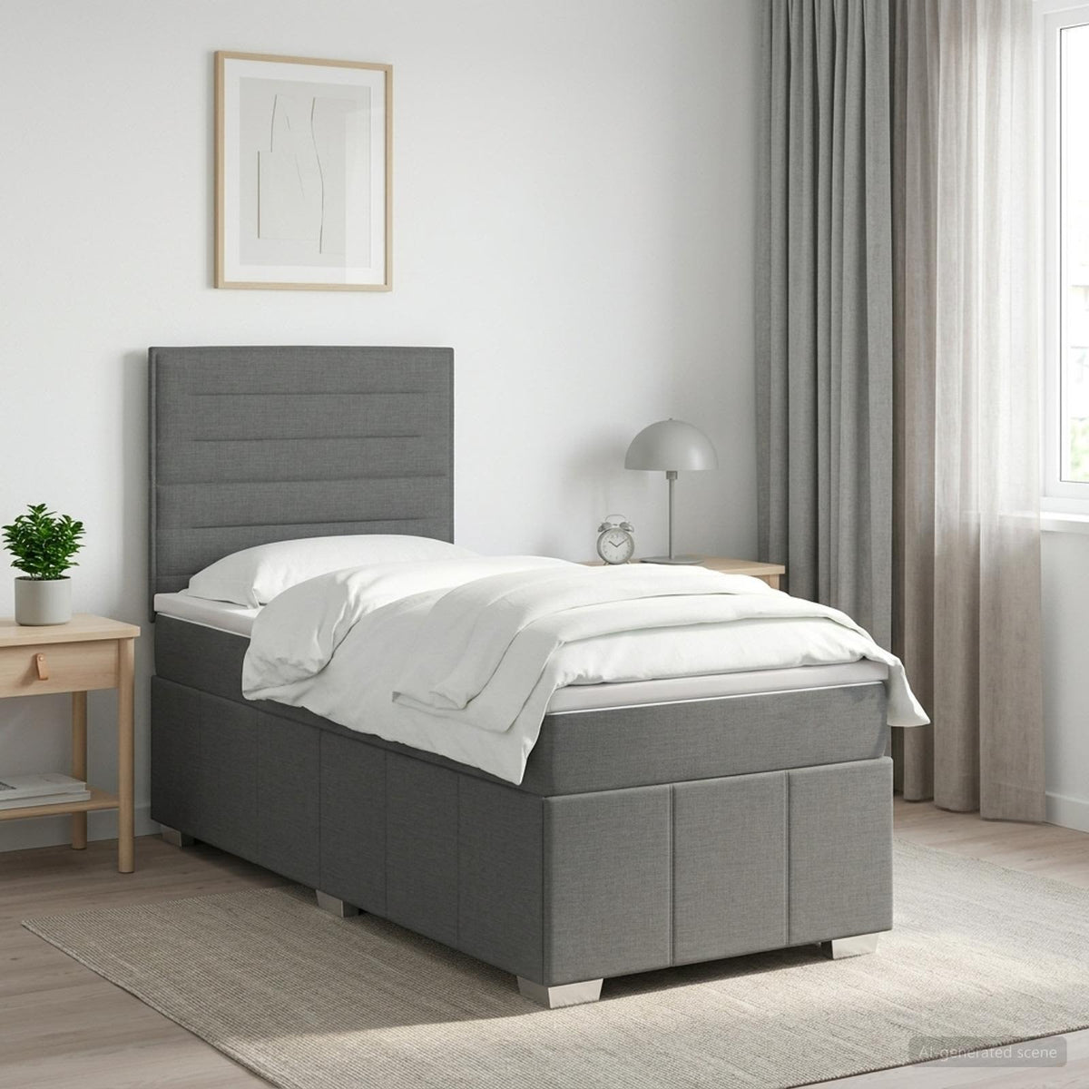 Boxspring krevet s madracem Tamnosiva 90 x 190 cm Tkanina