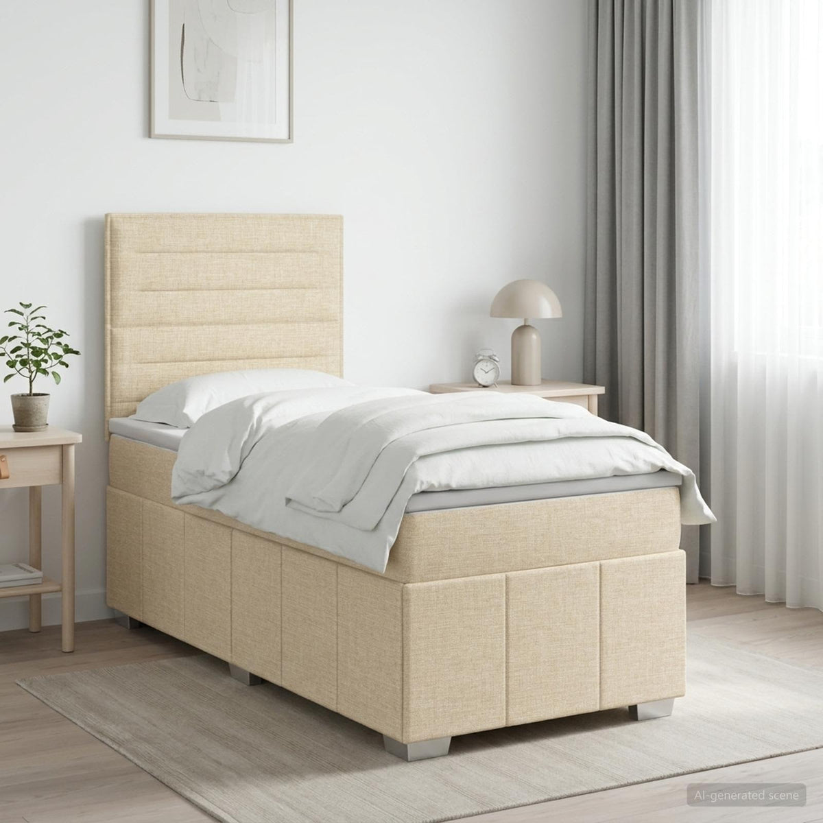 Boxspring krevet s madracem Krem 80 x 200 cm Tkanina