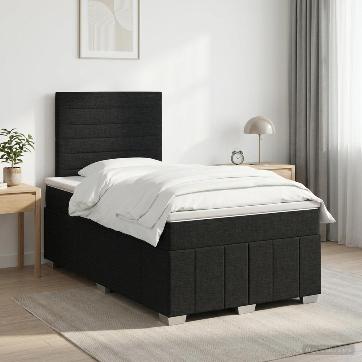 Boxspring krevet s madracem Crna 120 x 190 cm Tkanina