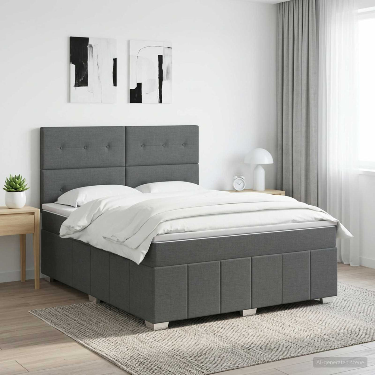 Boxspring krevet s madracem Tamnosiva 140 x 200 cm Tkanina