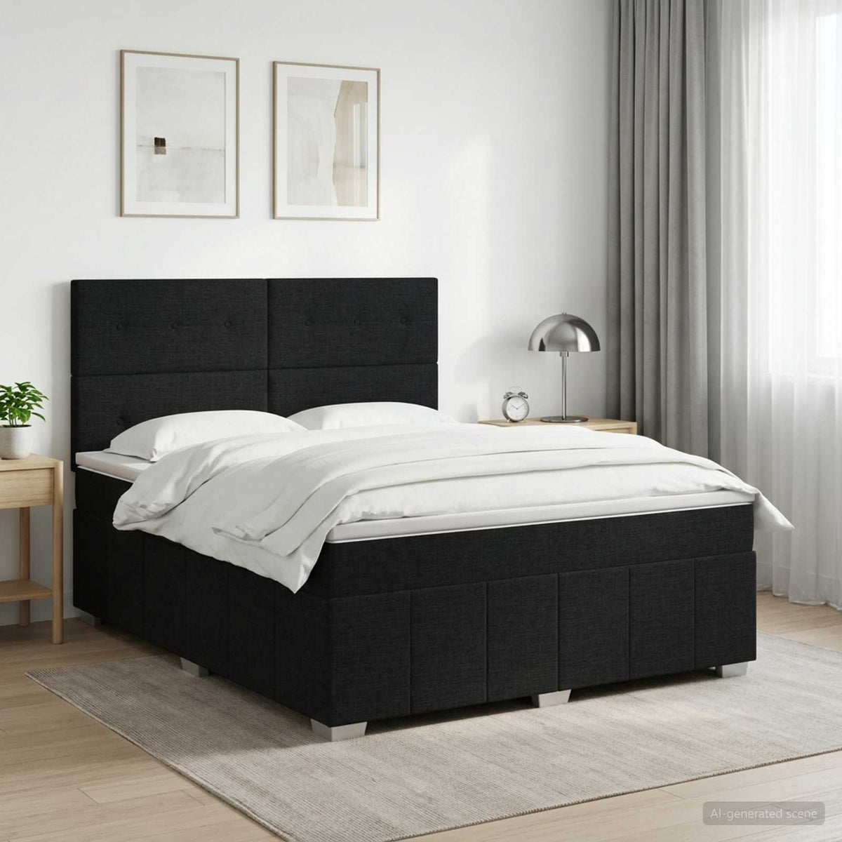 Boxspring krevet s madracem Crna 140 x 200 cm Tkanina