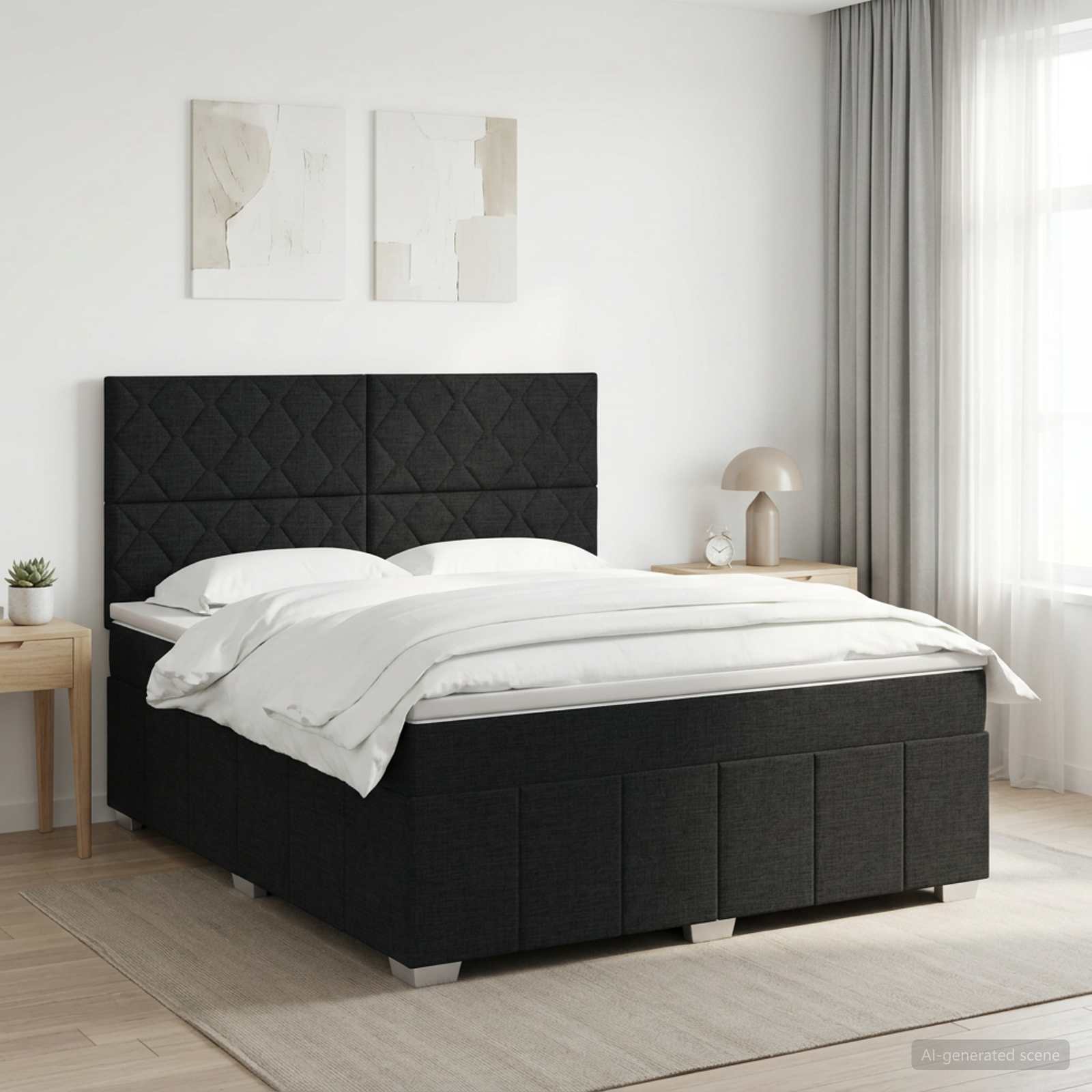 Boxspring krevet s madracem Crna 140 x 200 cm Tkanina