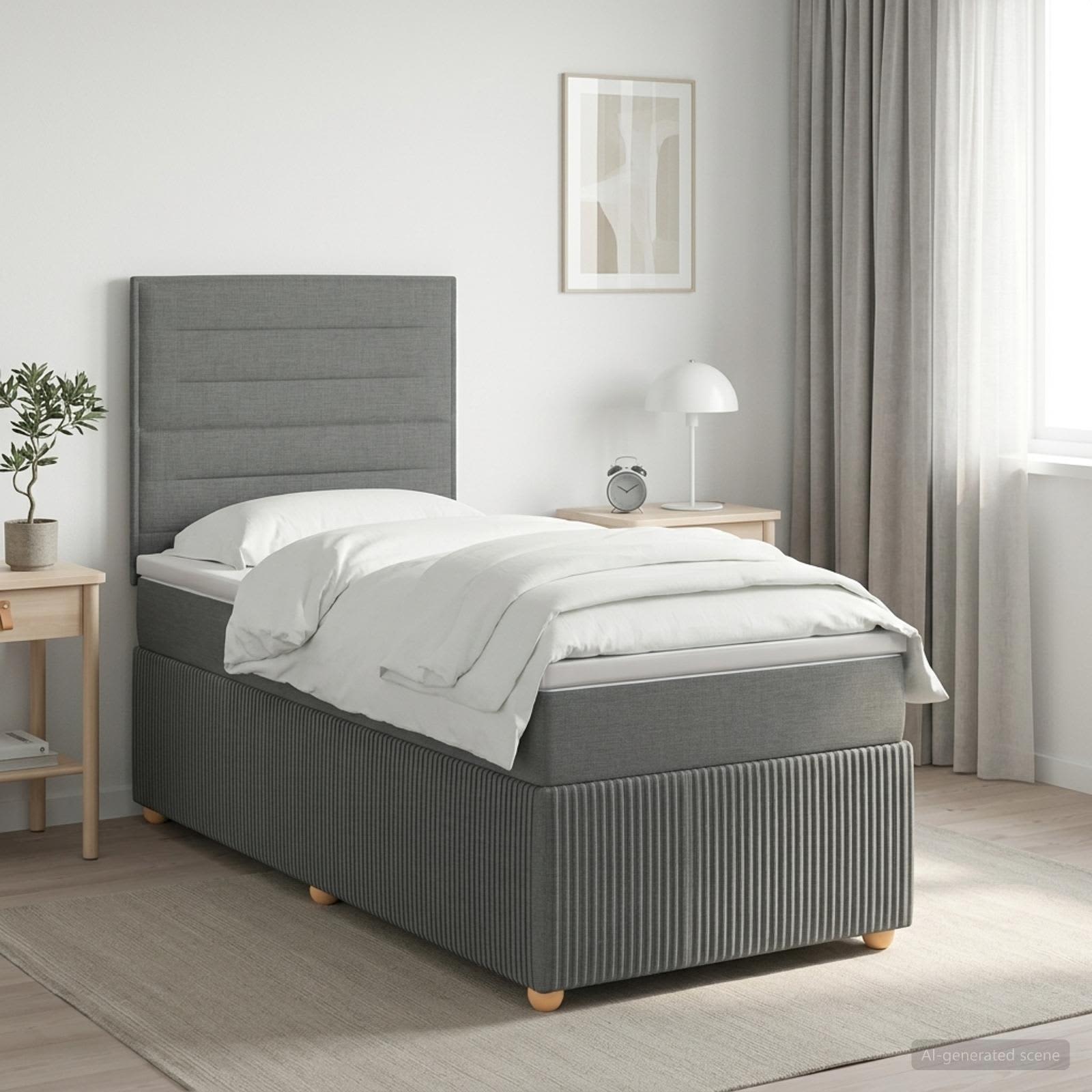 Boxspring krevet s madracem Tamnosiva 100 x 200 cm Tkanina