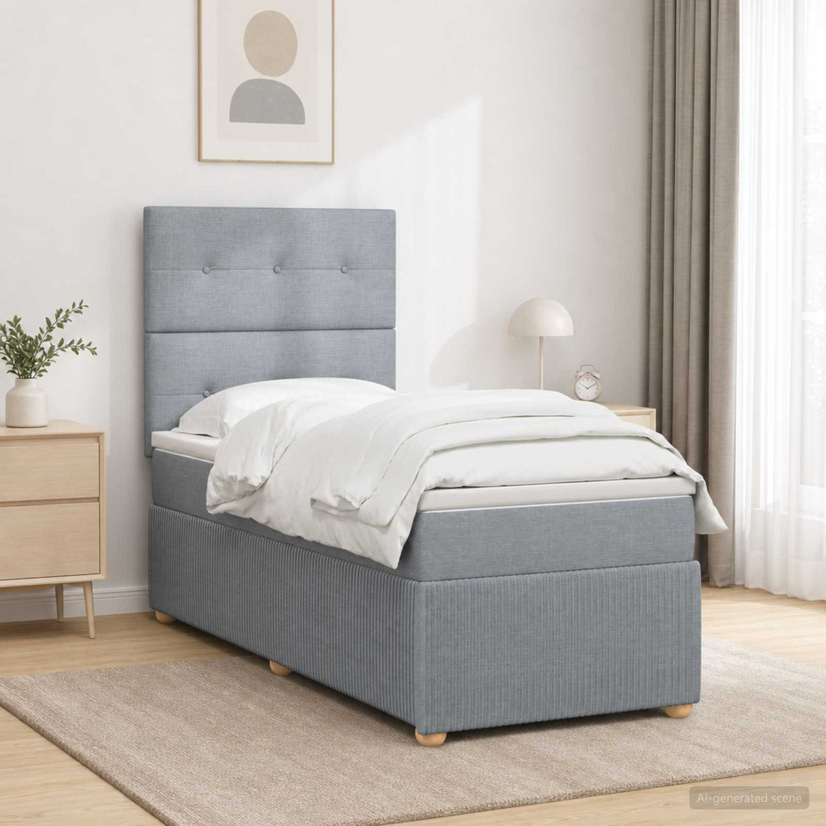 Boxspring krevet s madracem Svjetlosiva 80 x 200 cm Tkanina