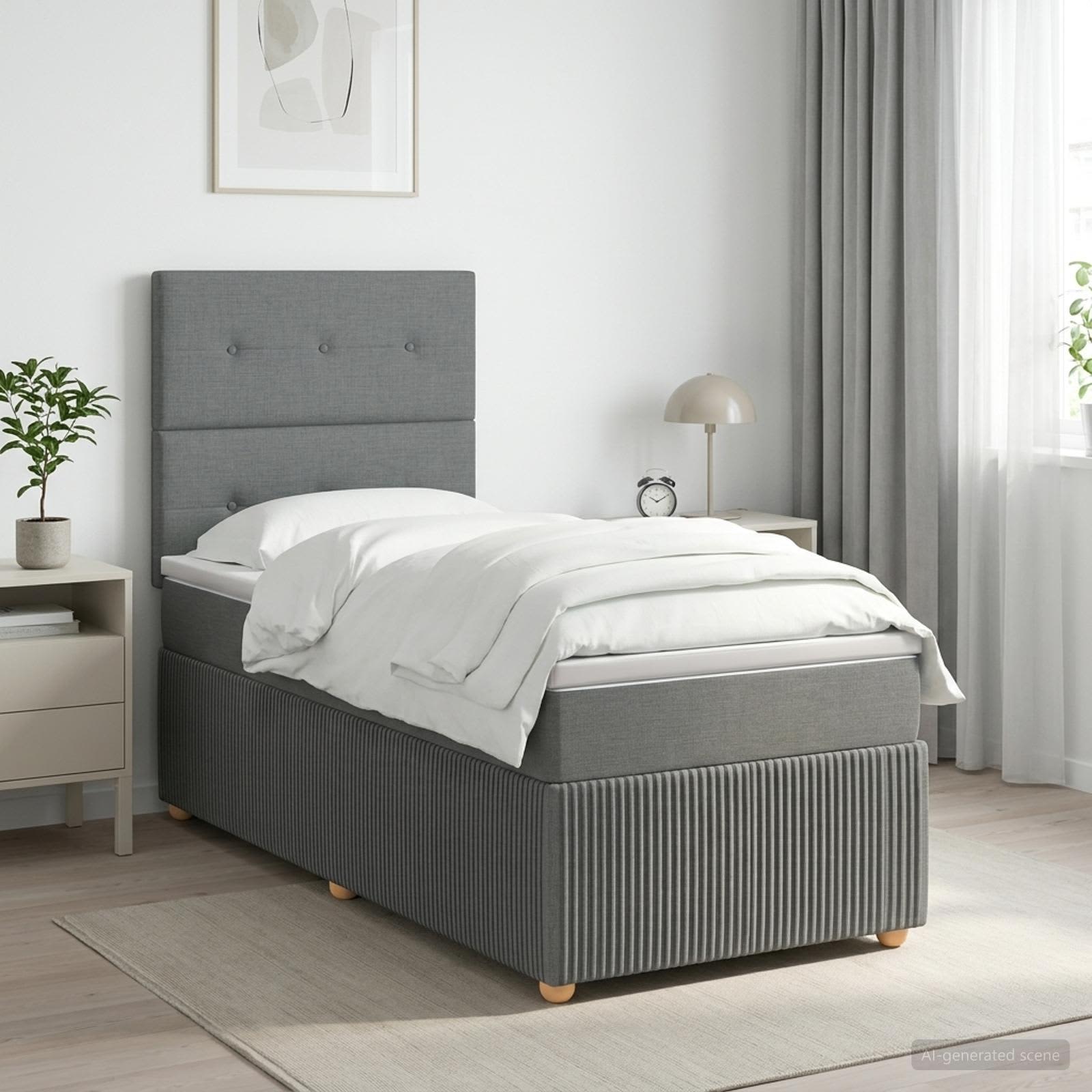 Boxspring krevet s madracem Tamnosiva 100 x 200 cm Tkanina