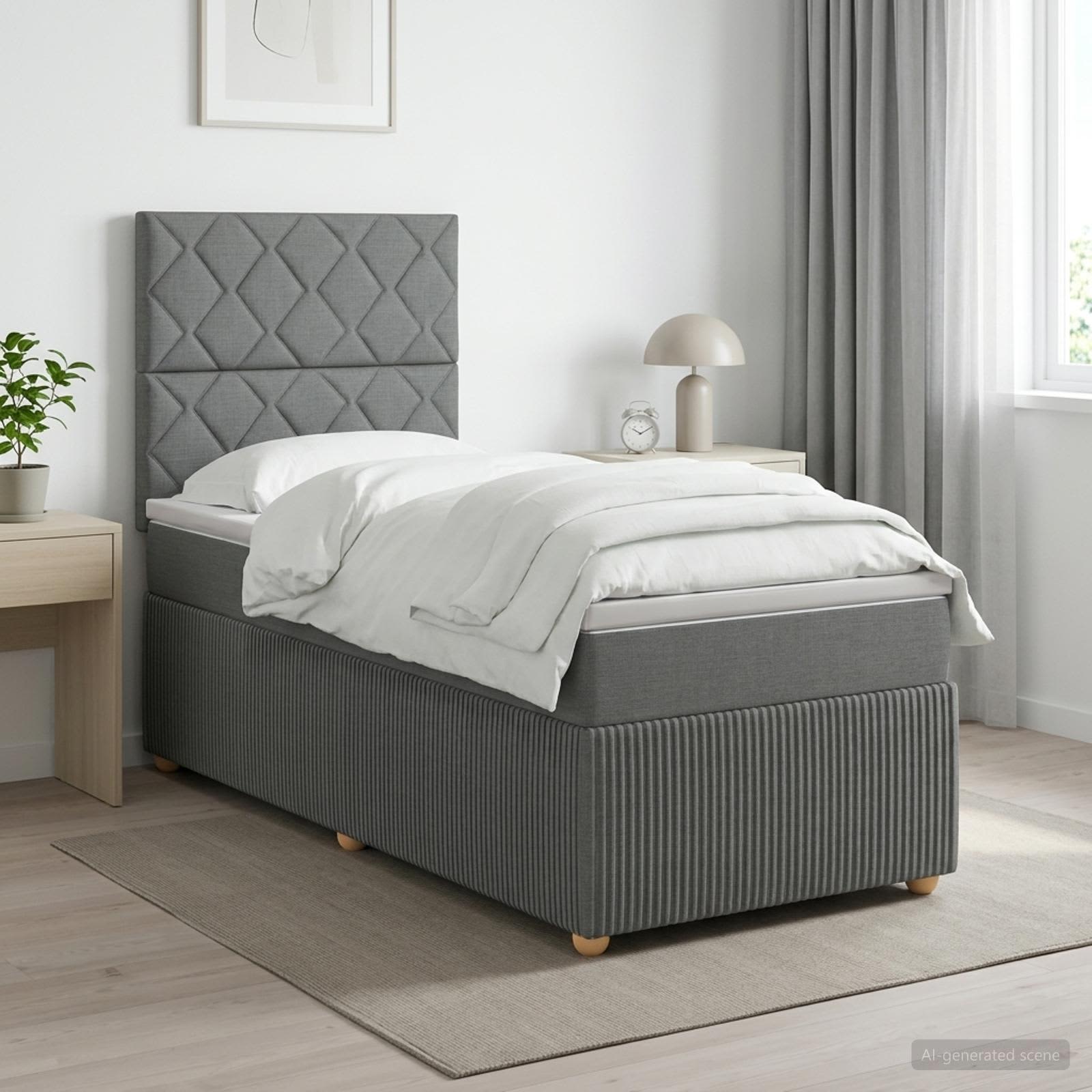 Boxspring krevet s madracem Tamnosiva 90 x 190 cm Tkanina