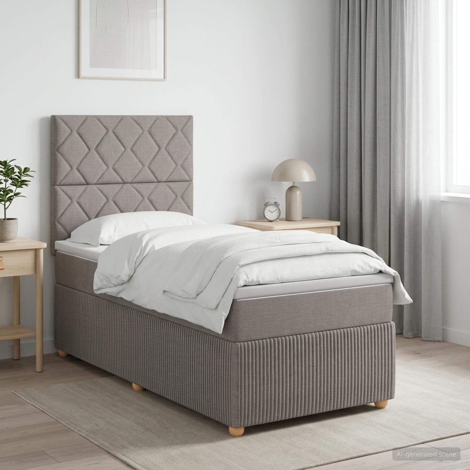 Boxspring krevet s madracem Sivosmeđa 100 x 200 cm Tkanina