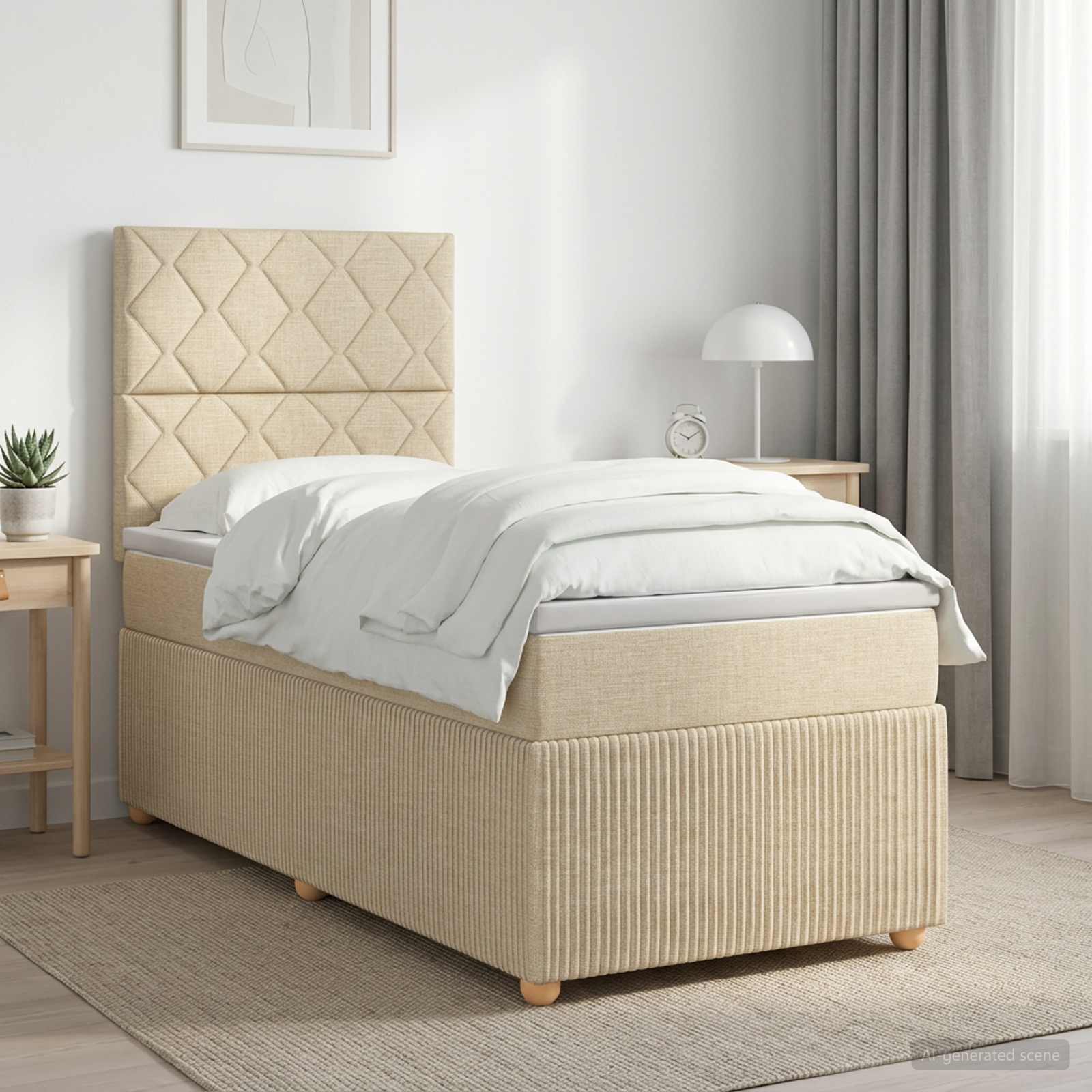 Boxspring krevet s madracem Krem 100 x 200 cm Tkanina