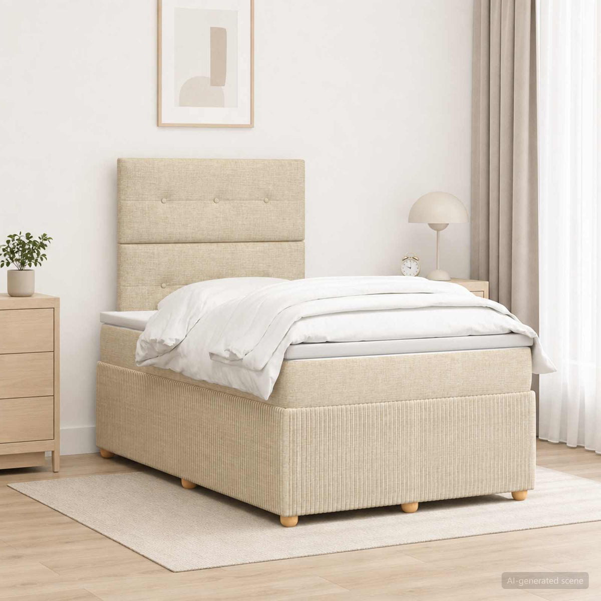 Boxspring krevet s madracem Krem 120 x 190 cm Tkanina