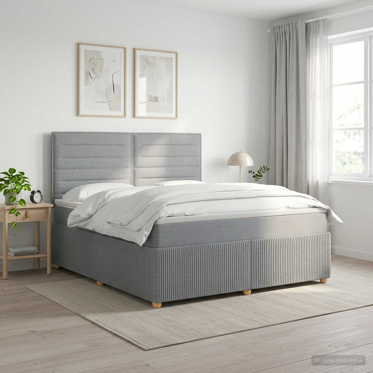 Boxspring krevet s madracem Svjetlosiva 180 x 200 cm Tkanina