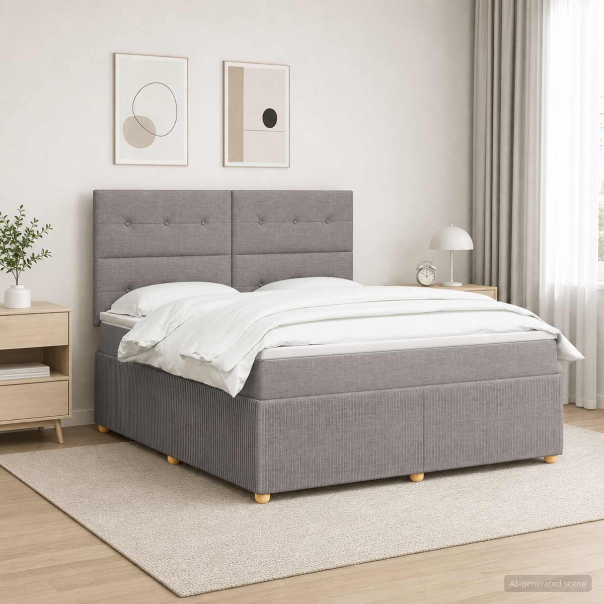 Boxspring krevet s madracem Sivosmeđa 140 x 200 cm Tkanina
