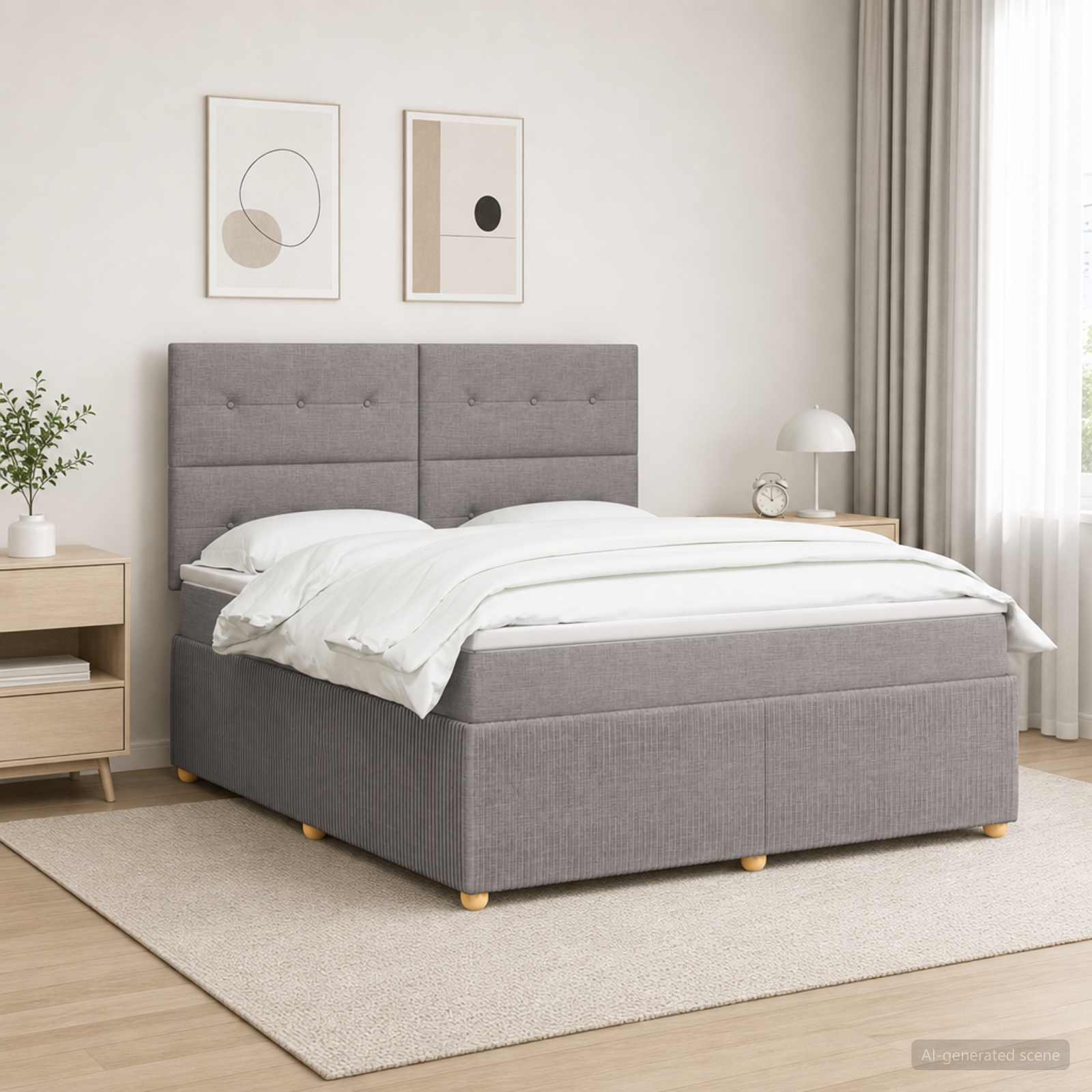 Boxspring krevet s madracem Sivosmeđa 140 x 190 cm Tkanina
