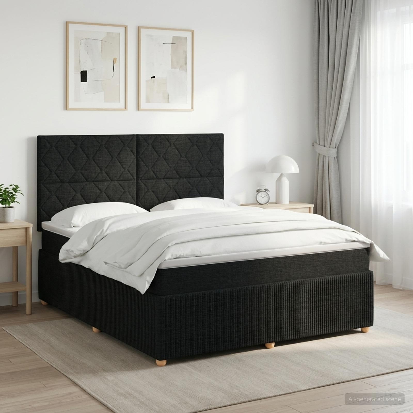 Boxspring krevet s madracem Crna 140 x 200 cm Tkanina