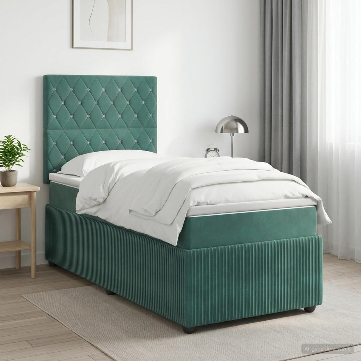 Boxspring krevet s madracem Tamnozelena 90 x 190 cm Baršun