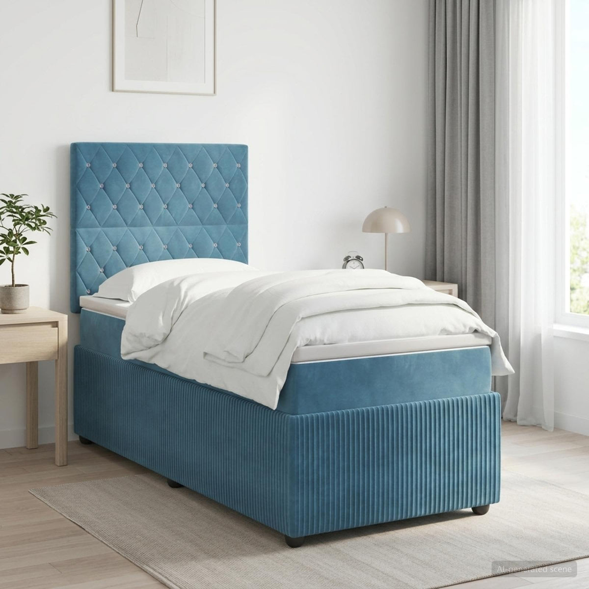 Boxspring krevet s madracem Plava 90 x 200 cm Baršun