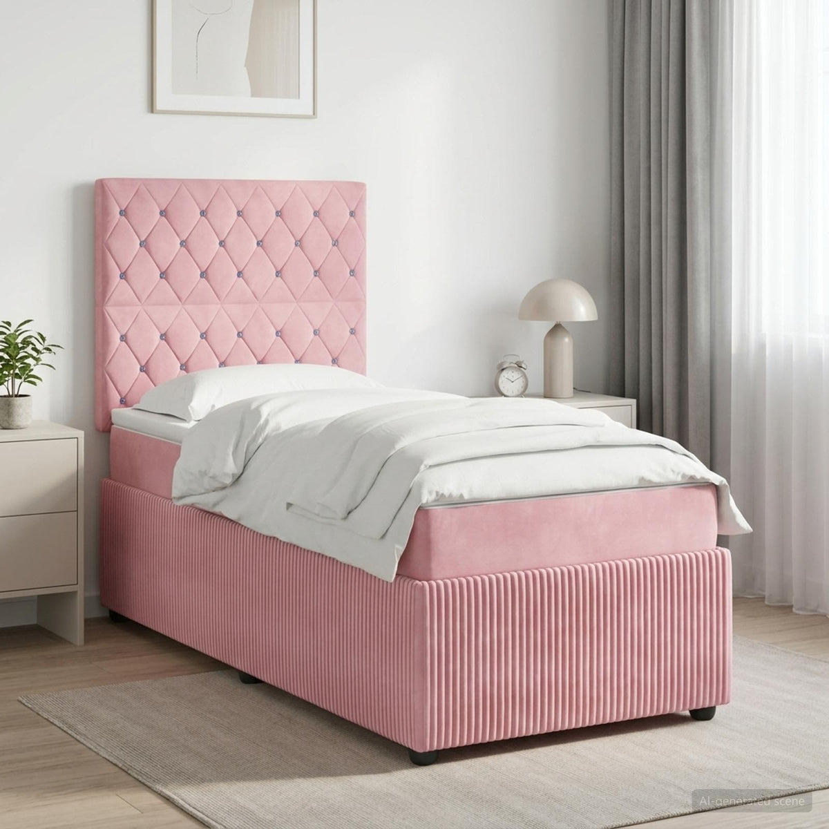 Boxspring krevet s madracem Ružičasta 100 x 200 cm Baršun