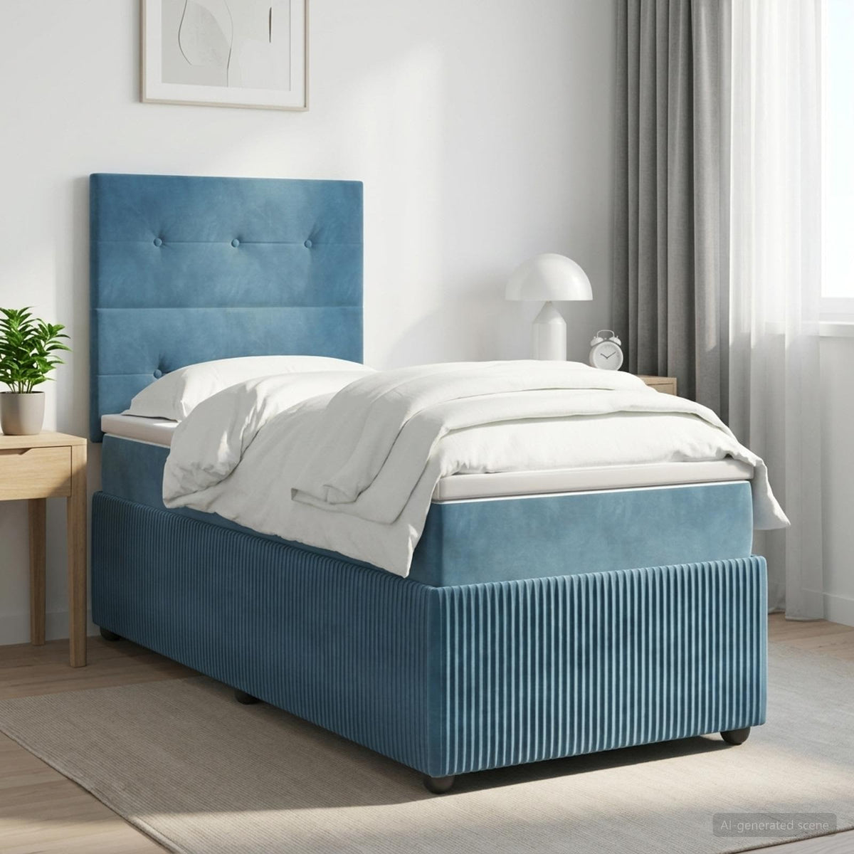Boxspring krevet s madracem Plava 80 x 200 cm Baršun