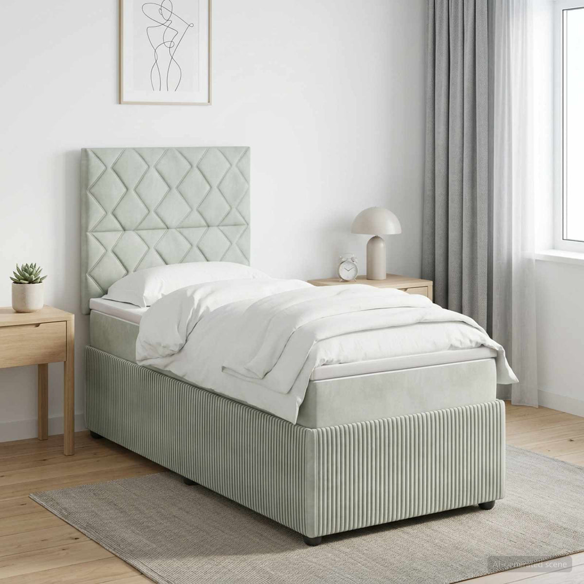 Boxspring krevet s madracem Svjetlosiva Jjedan Baršun