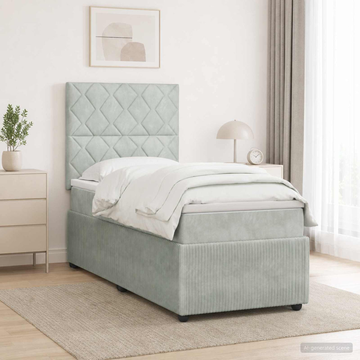 Boxspring krevet s madracem Svjetlosiva Jjedan Baršun