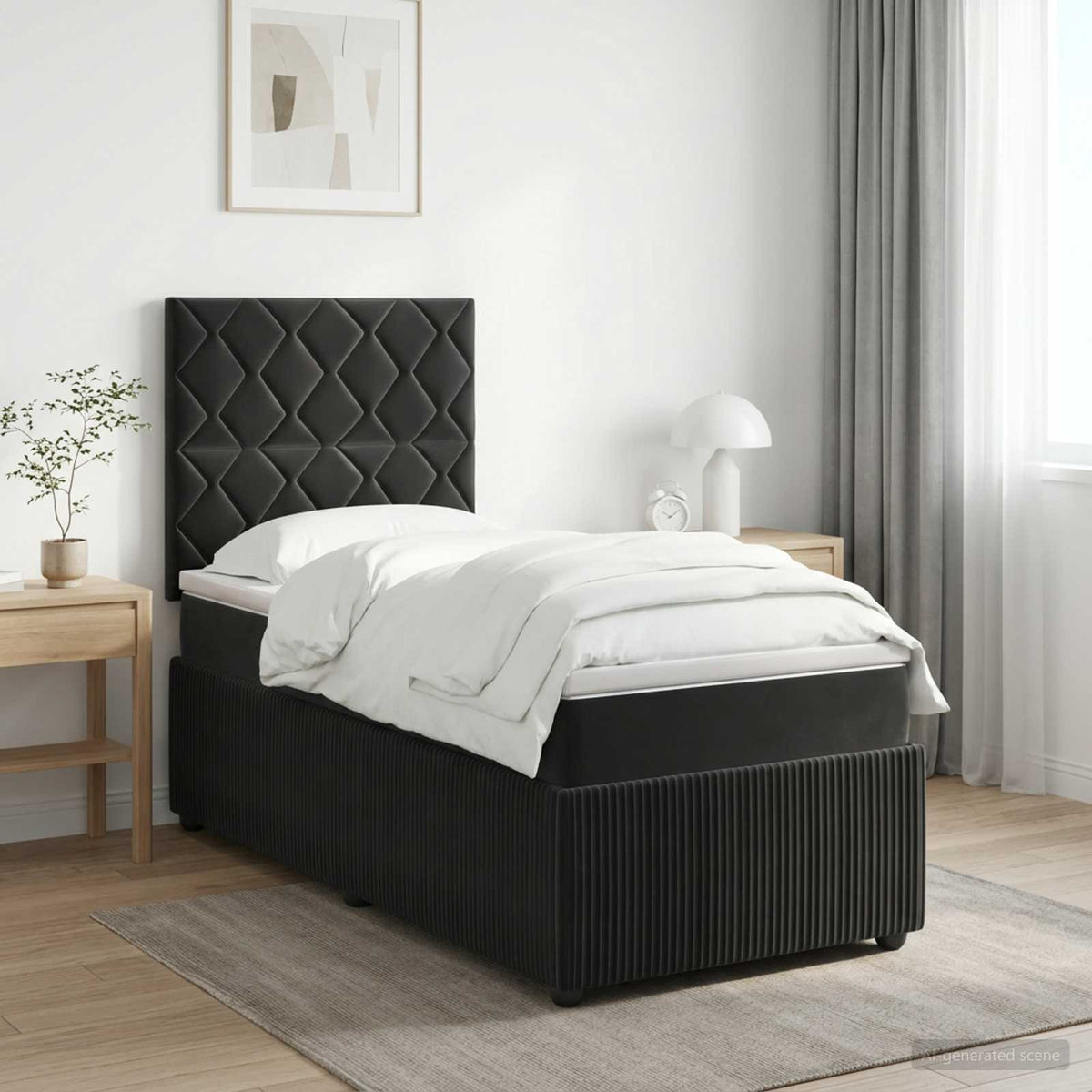 Boxspring krevet s madracem Crna 90 x 190 cm Baršun