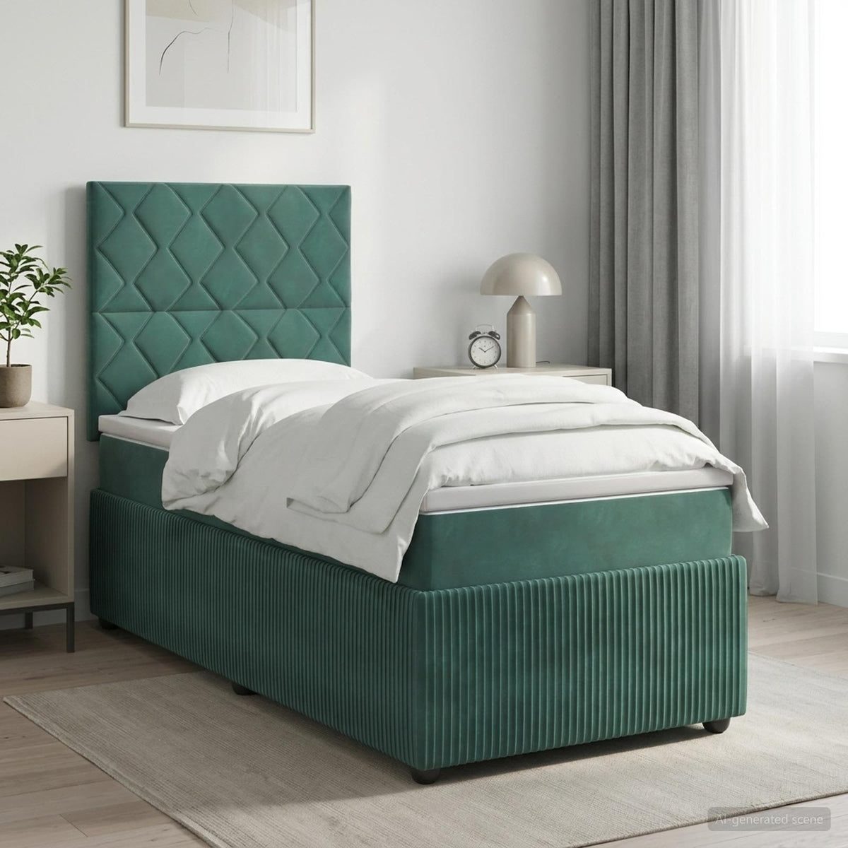 Boxspring krevet s madracem Tamnozelena 90 x 200 cm Baršun