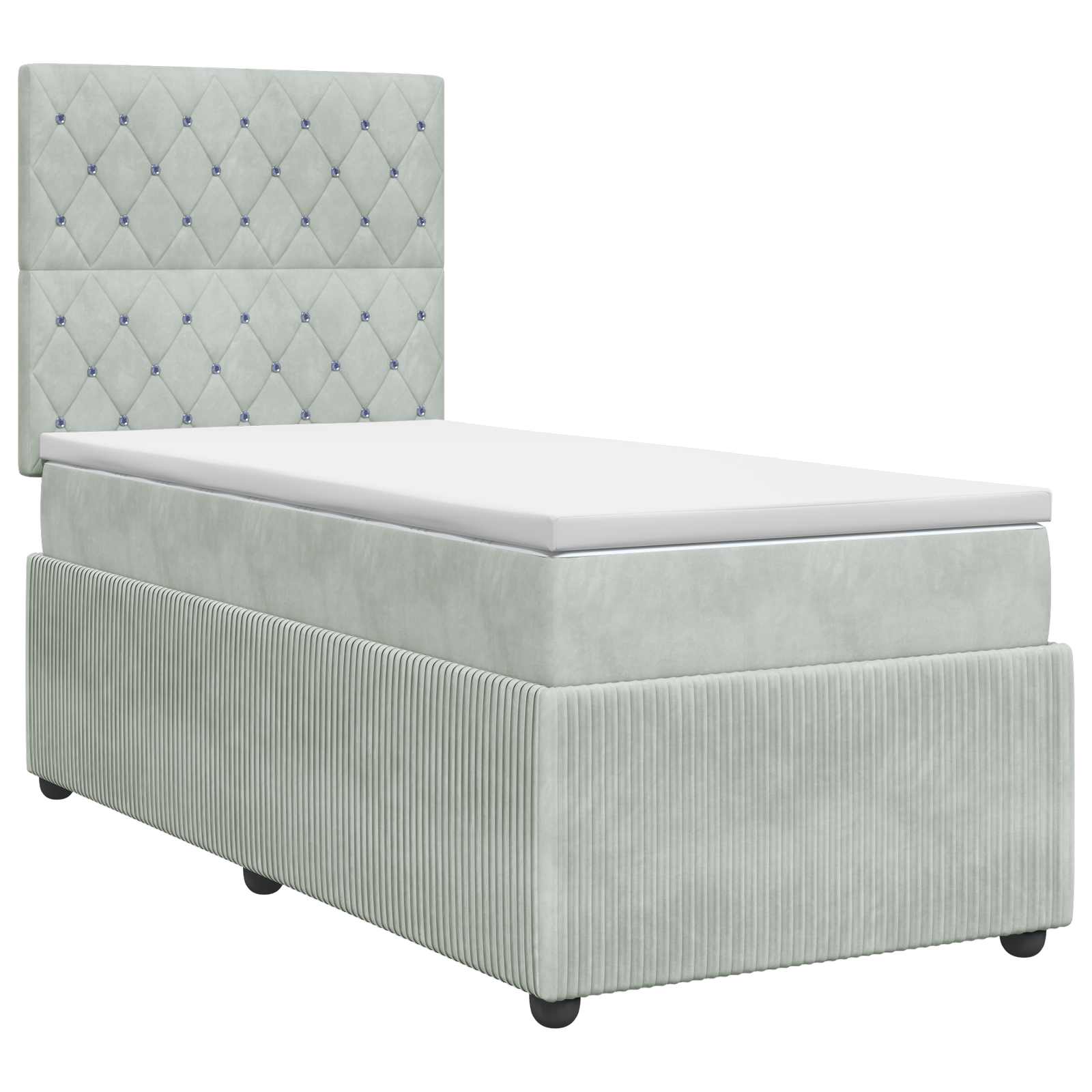 Boxspring krevet s madracem Svjetlosiva 90 x 190 cm Baršun