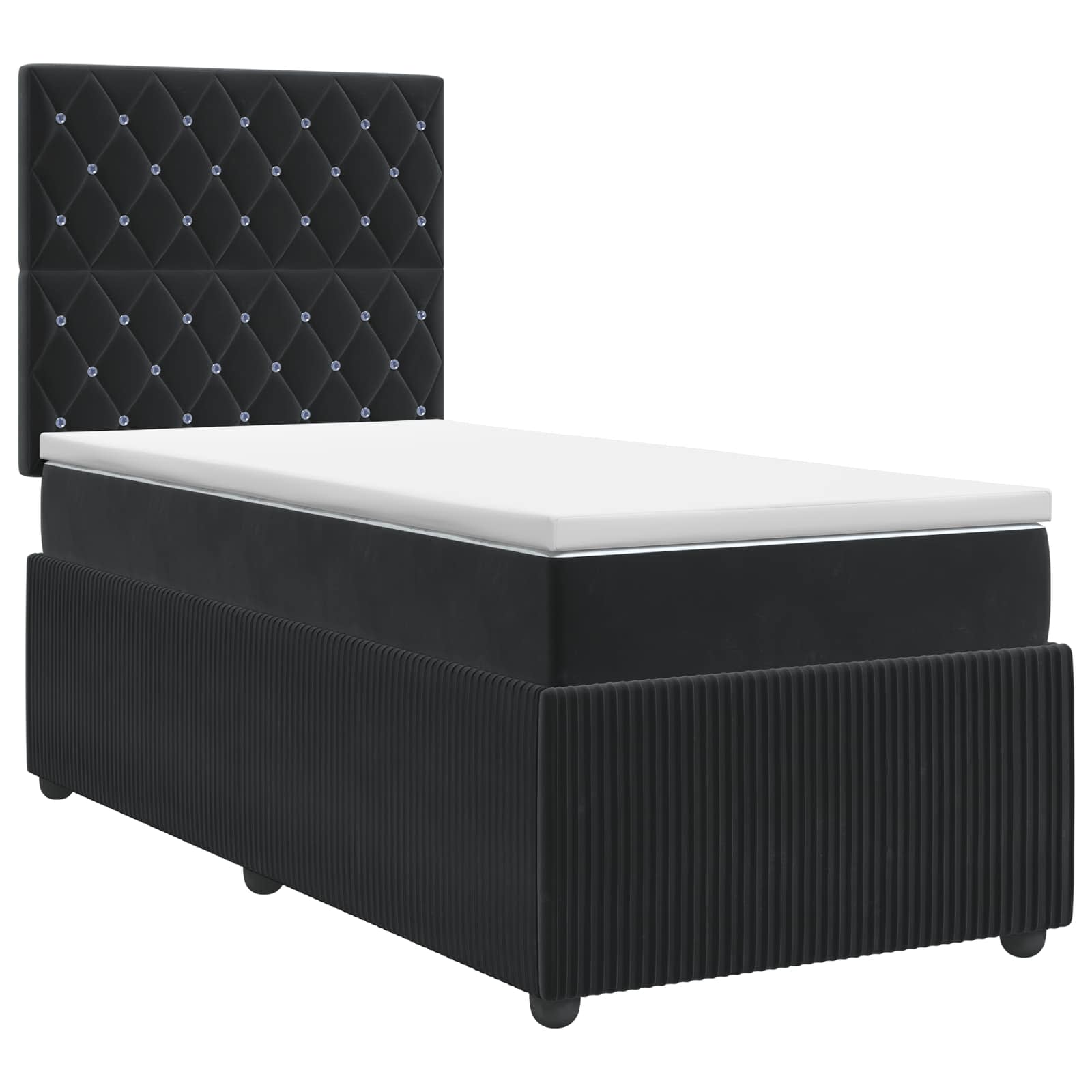 Boxspring krevet s madracem Crna 90 x 190 cm Baršun