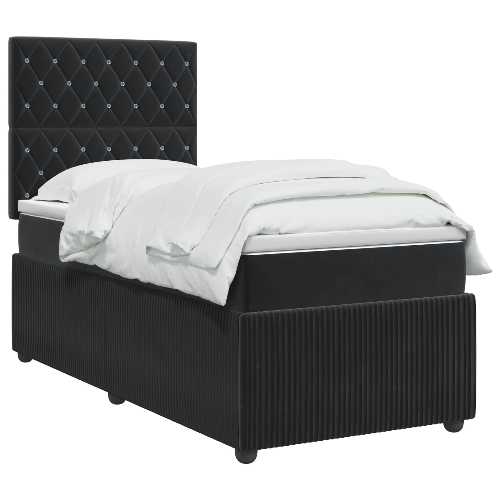Boxspring krevet s madracem Crna 90 x 190 cm Baršun