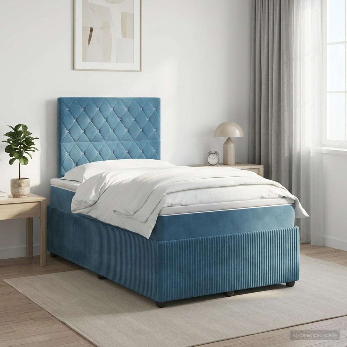 Boxspring krevet s madracem Plava 120 x 190 cm Baršun