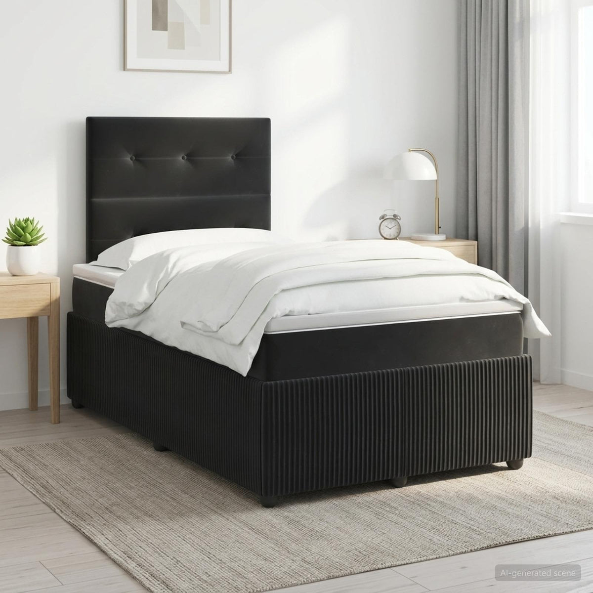 Boxspring krevet s madracem Crna 120 x 200 cm Baršun