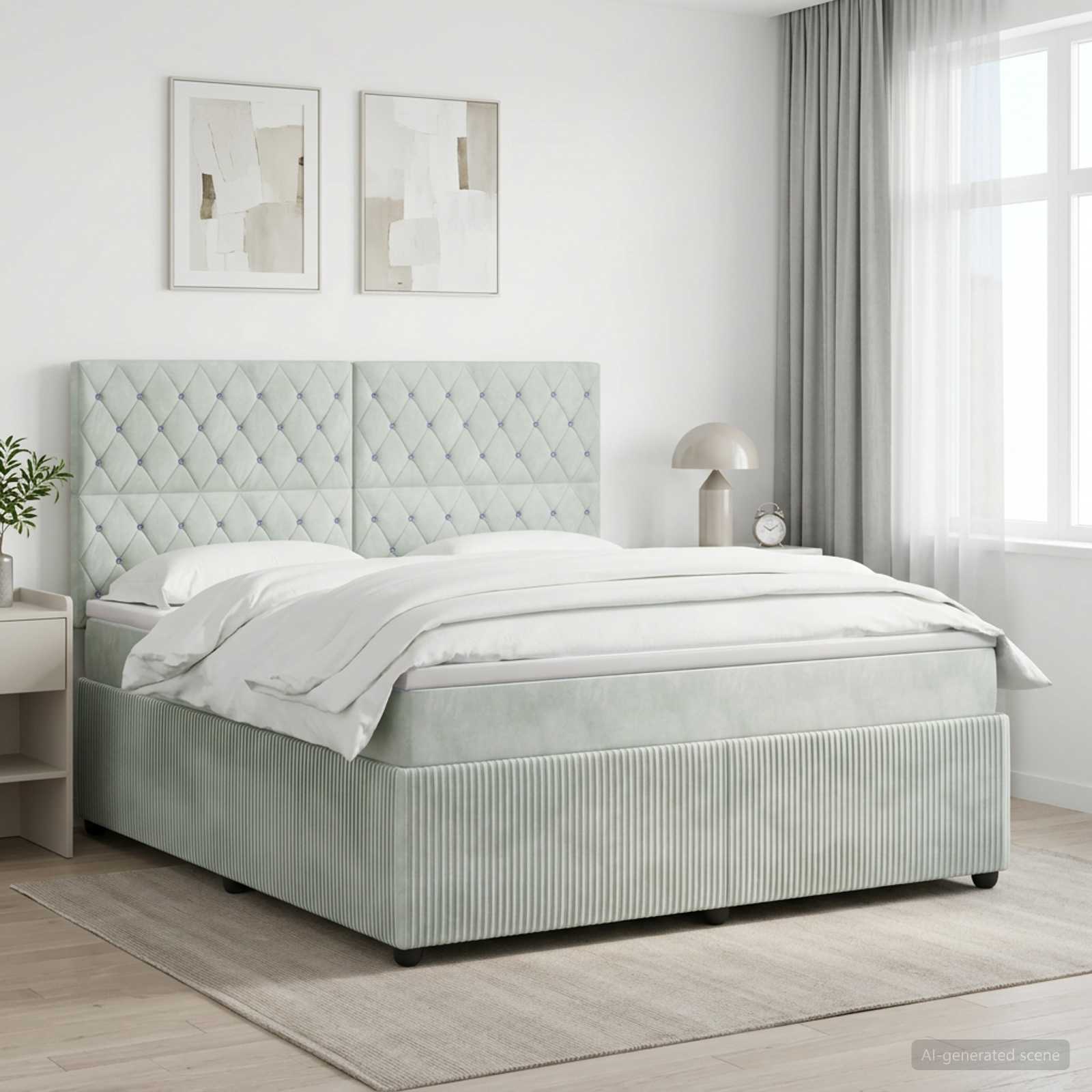 Boxspring krevet s madracem Svjetlosiva 180 x 200 cm Baršun