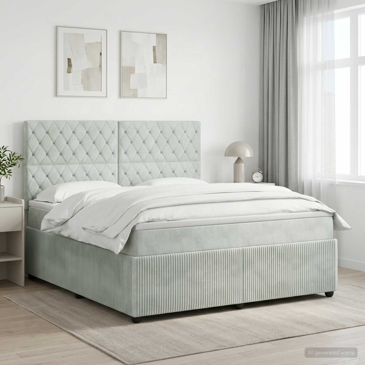 Boxspring krevet s madracem Svjetlosiva 140 x 190 cm Baršun