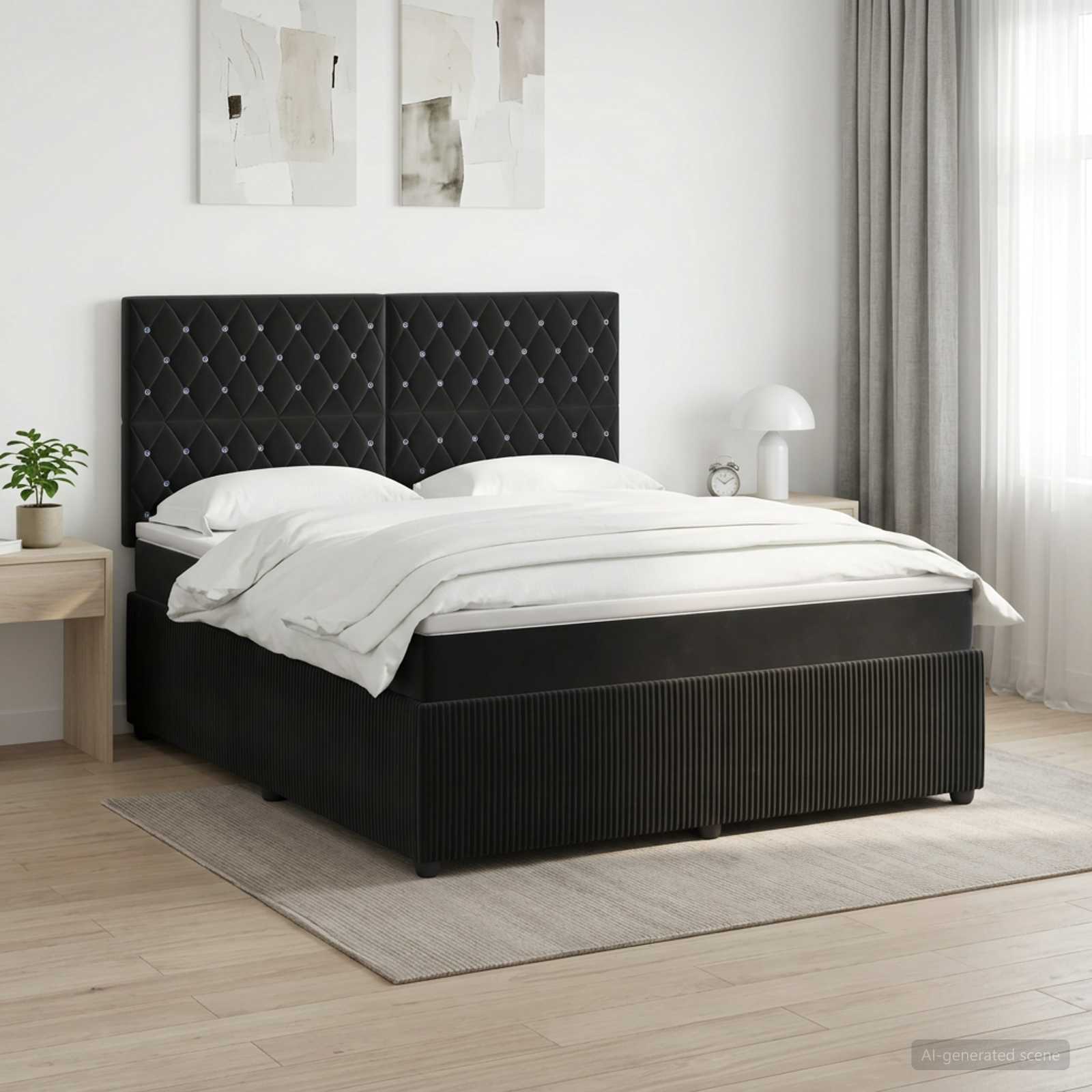 Boxspring krevet s madracem Crna 180 x 200 cm Baršun