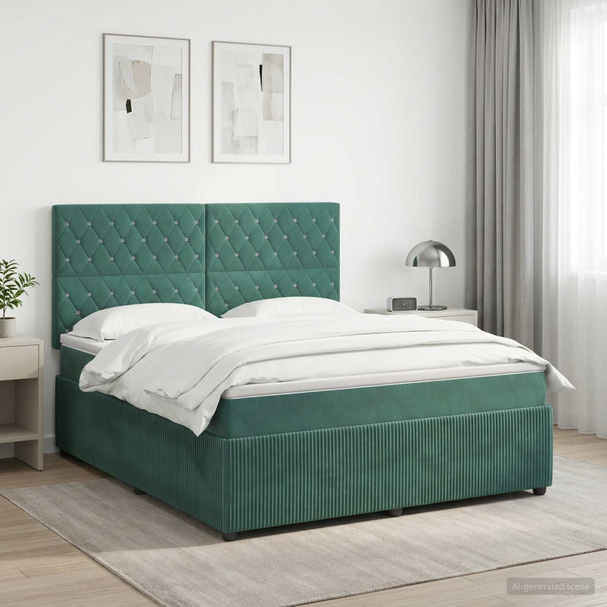 Boxspring krevet s madracem Tamnozelena 140 x 200 cm Baršun