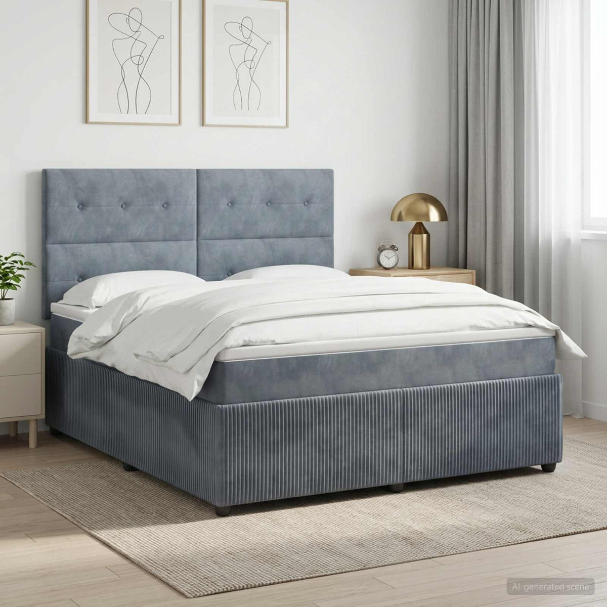 Boxspring krevet s madracem Tamnosiva 160 x 200 cm Baršun