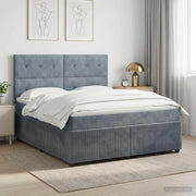 Boxspring krevet s madracem Tamnosiva 160 x 200 cm Baršun