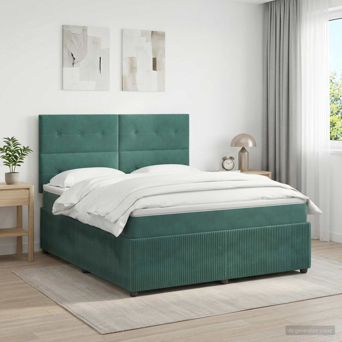 Boxspring krevet s madracem Tamnozelena 140 x 200 cm Baršun