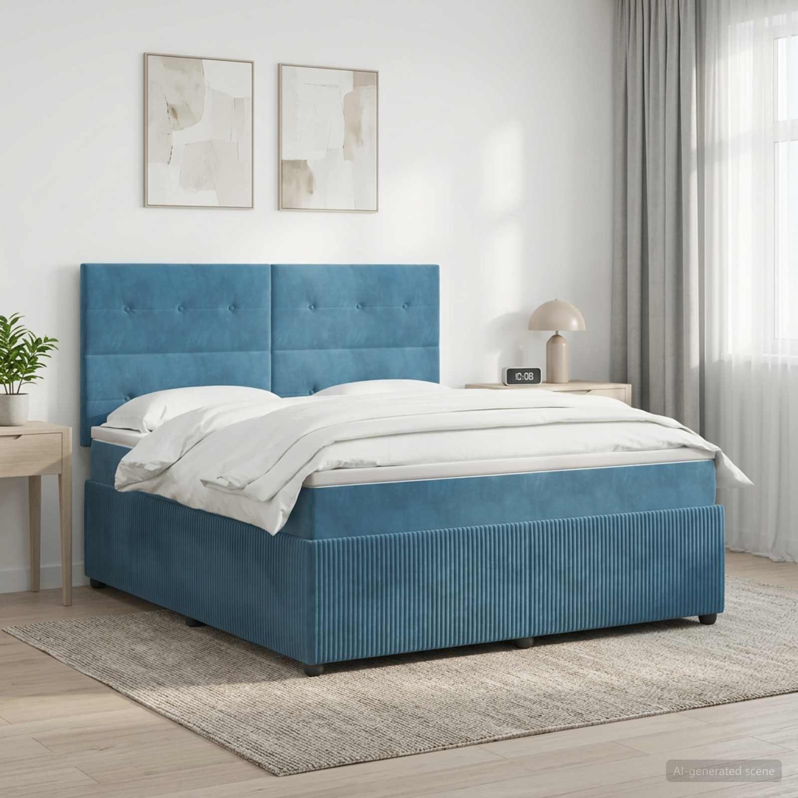 Boxspring krevet s madracem Plava 160 x 200 cm Baršun