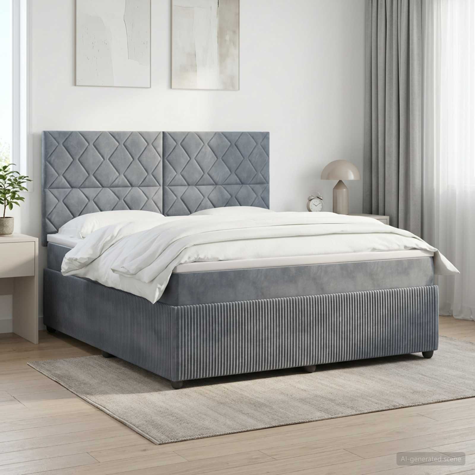 Boxspring krevet s madracem Tamnosiva 160 x 200 cm Baršun
