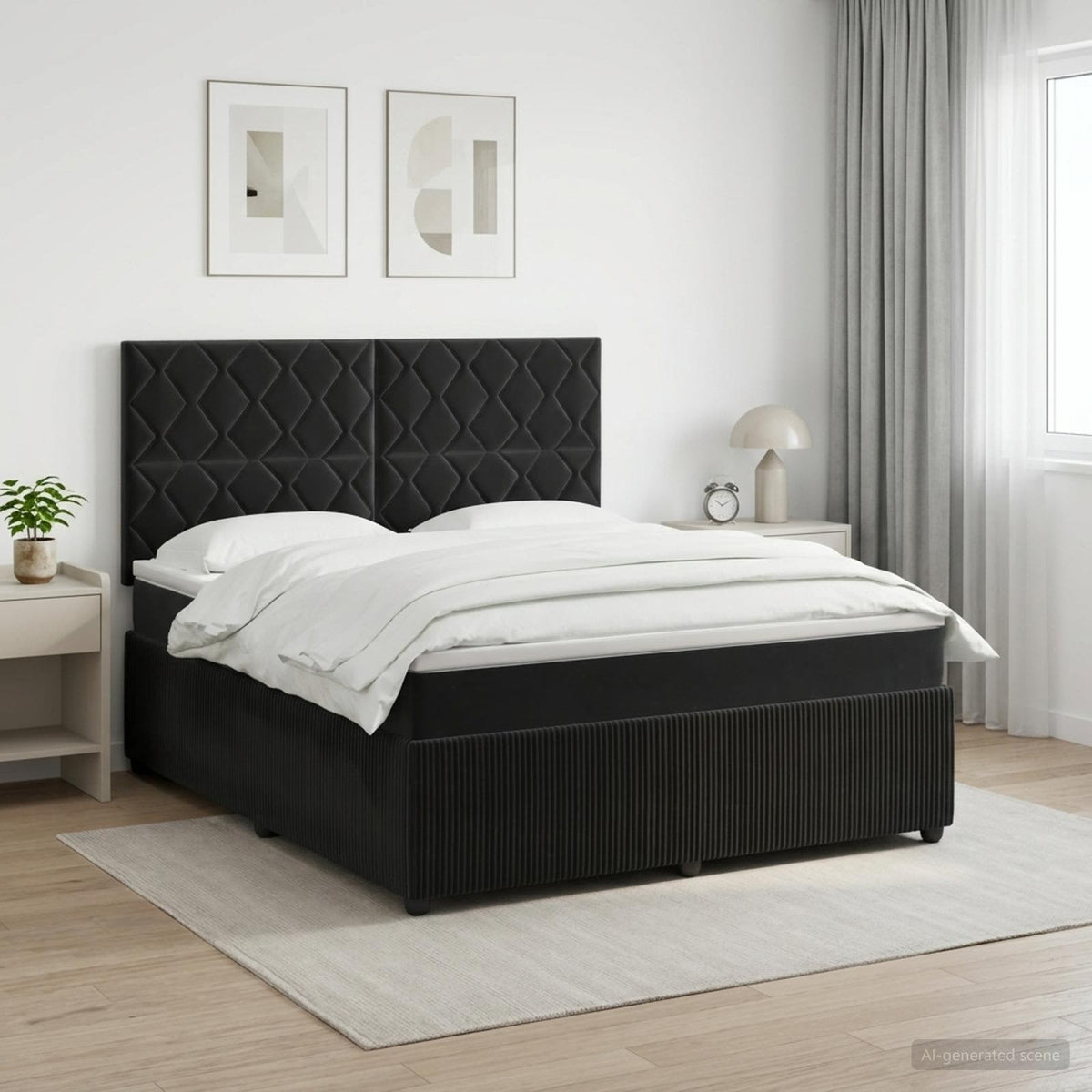 Boxspring krevet s madracem Crna 160 x 200 cm Baršun