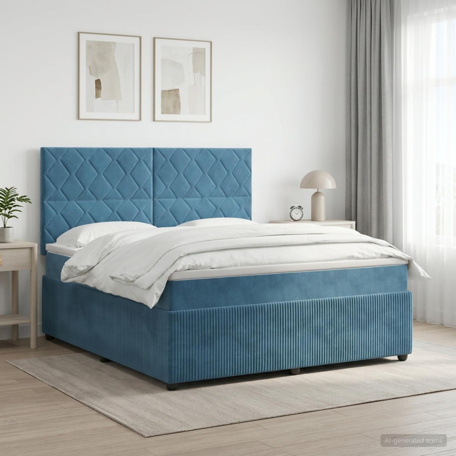 Boxspring krevet s madracem Plava 180 x 200 cm Baršun