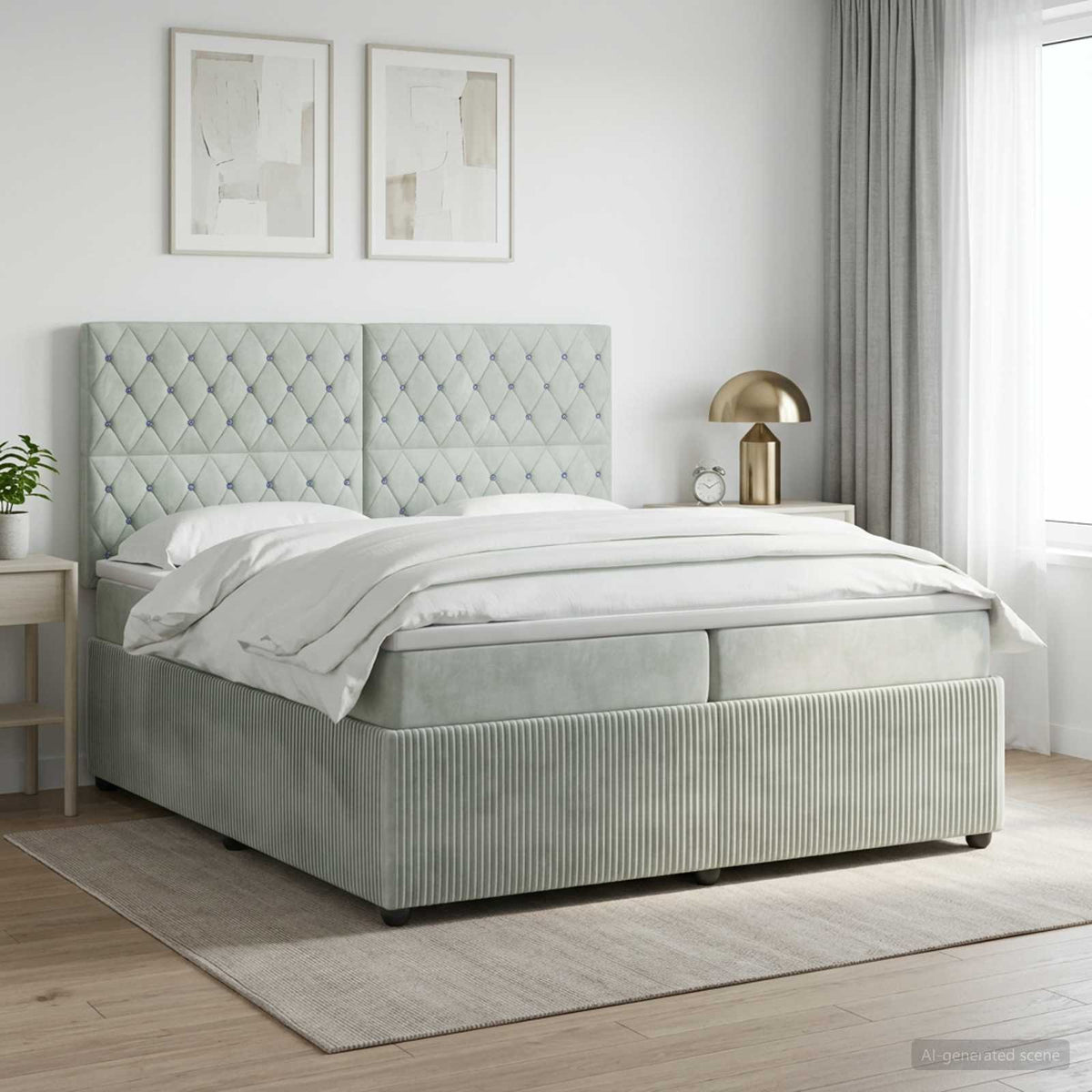 Boxspring krevet s madracem Svjetlosiva 200 x 200 cm Baršun