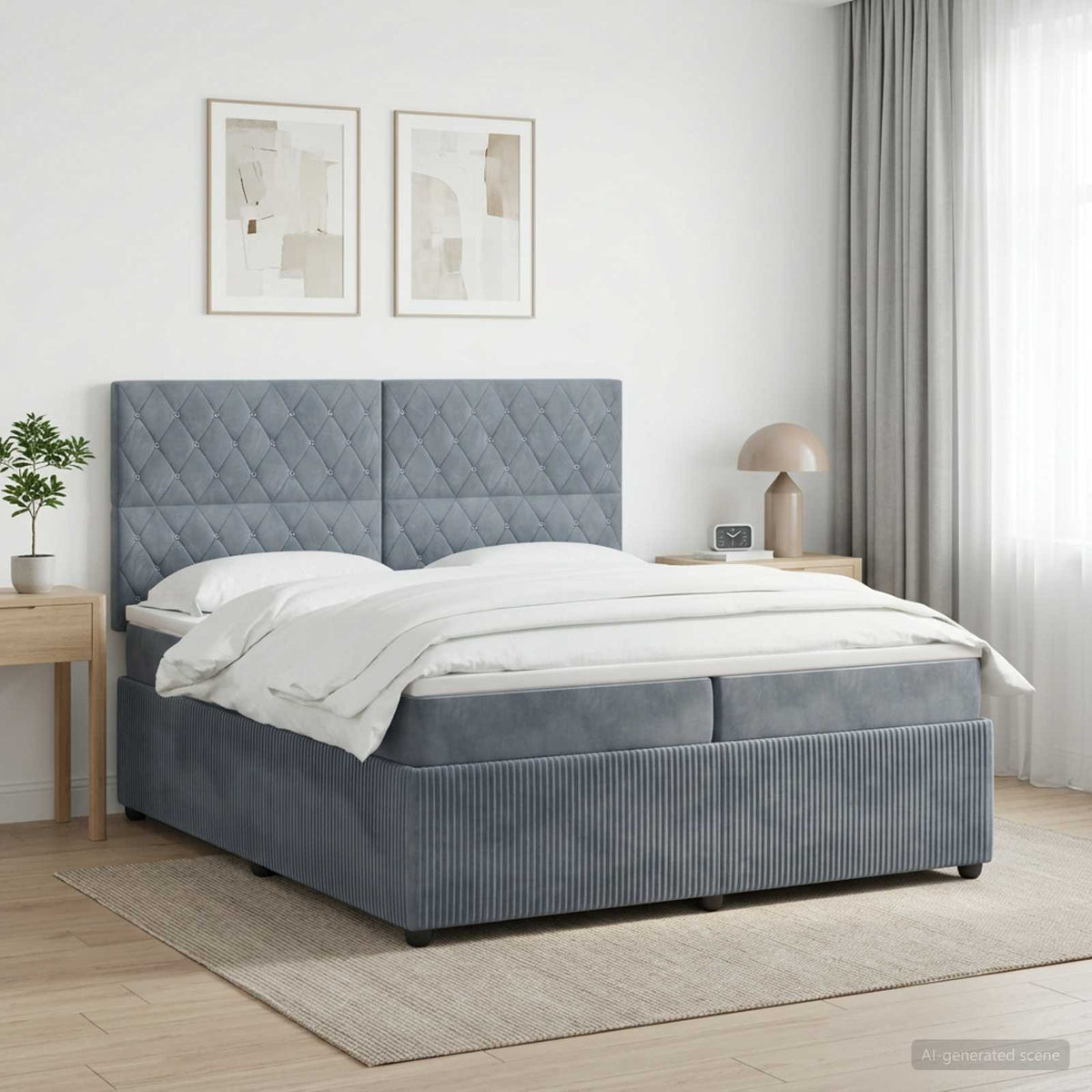 Boxspring krevet s madracem Tamnosiva 200 x 200 cm Baršun