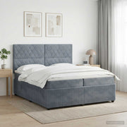 Boxspring krevet s madracem Tamnosiva 200 x 200 cm Baršun