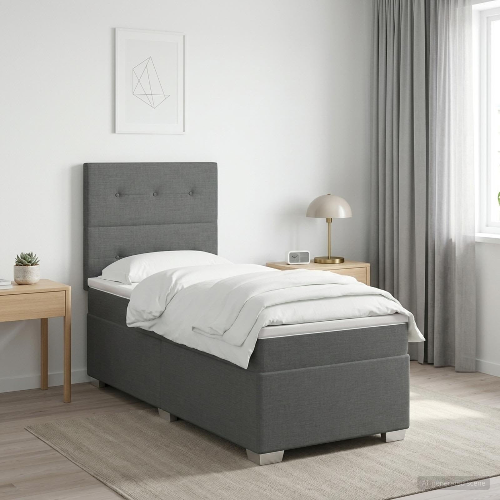 Krevet s box springom, madracem i LED-om Tamnosiva 90 x 190 cm