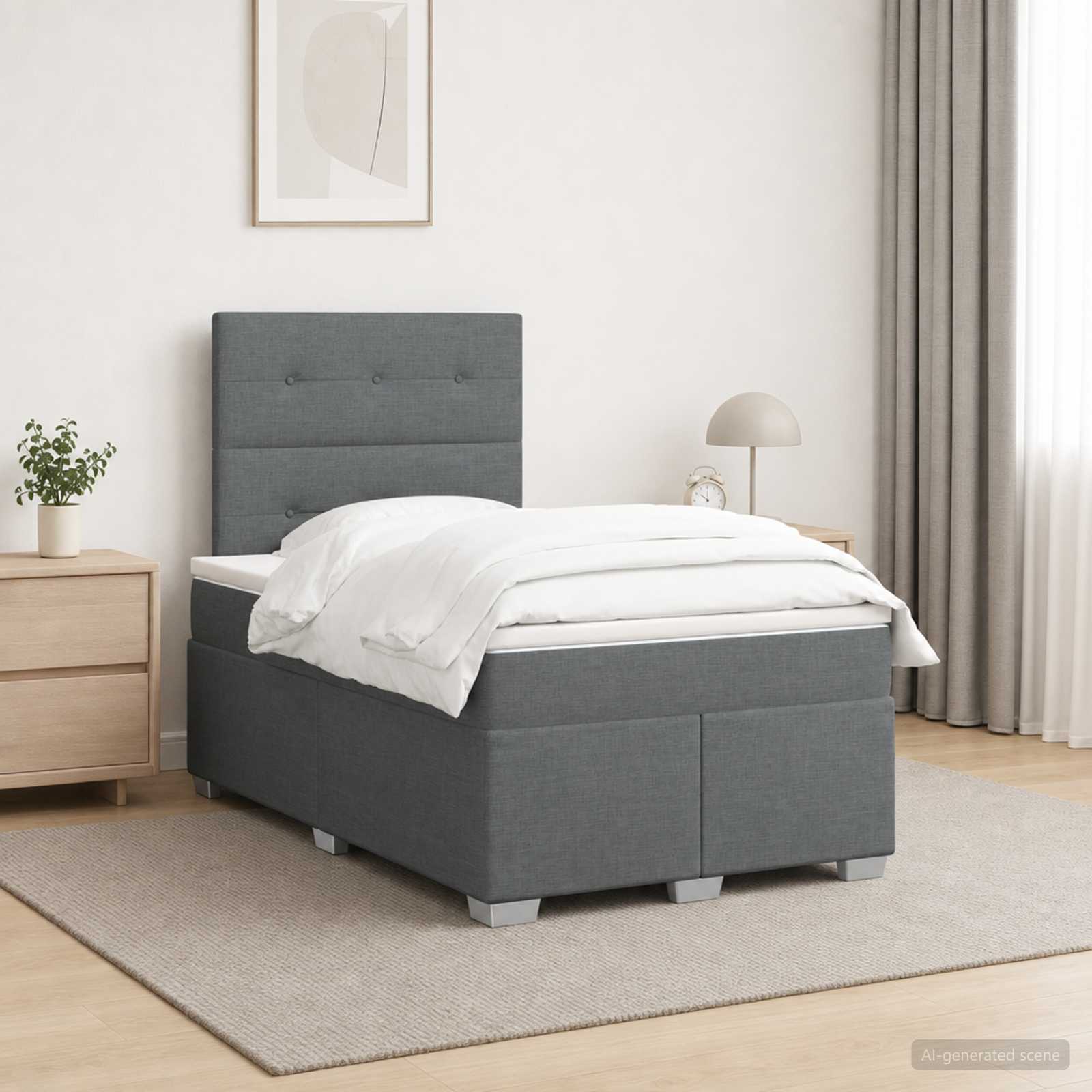 Boxspring krevet s madracem Tamnosiva 120 x 190 cm Tkanina