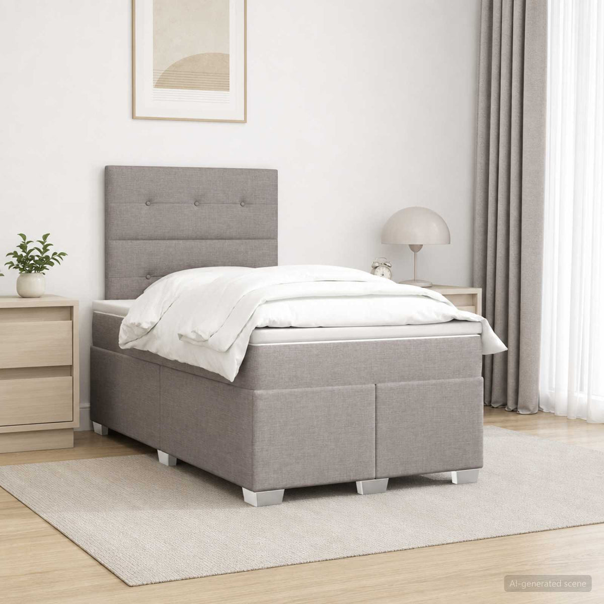 Boxspring krevet s madracem Sivosmeđa 120 x 190 cm Tkanina