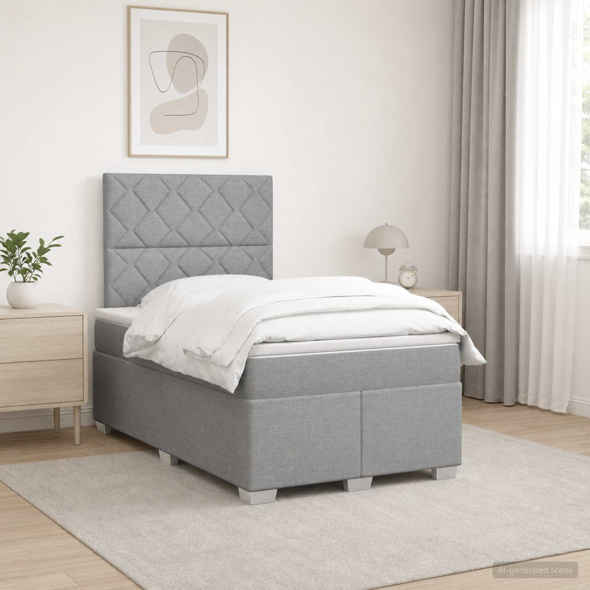 Boxspring krevet s madracem Svjetlosiva 120 x 190 cm Tkanina